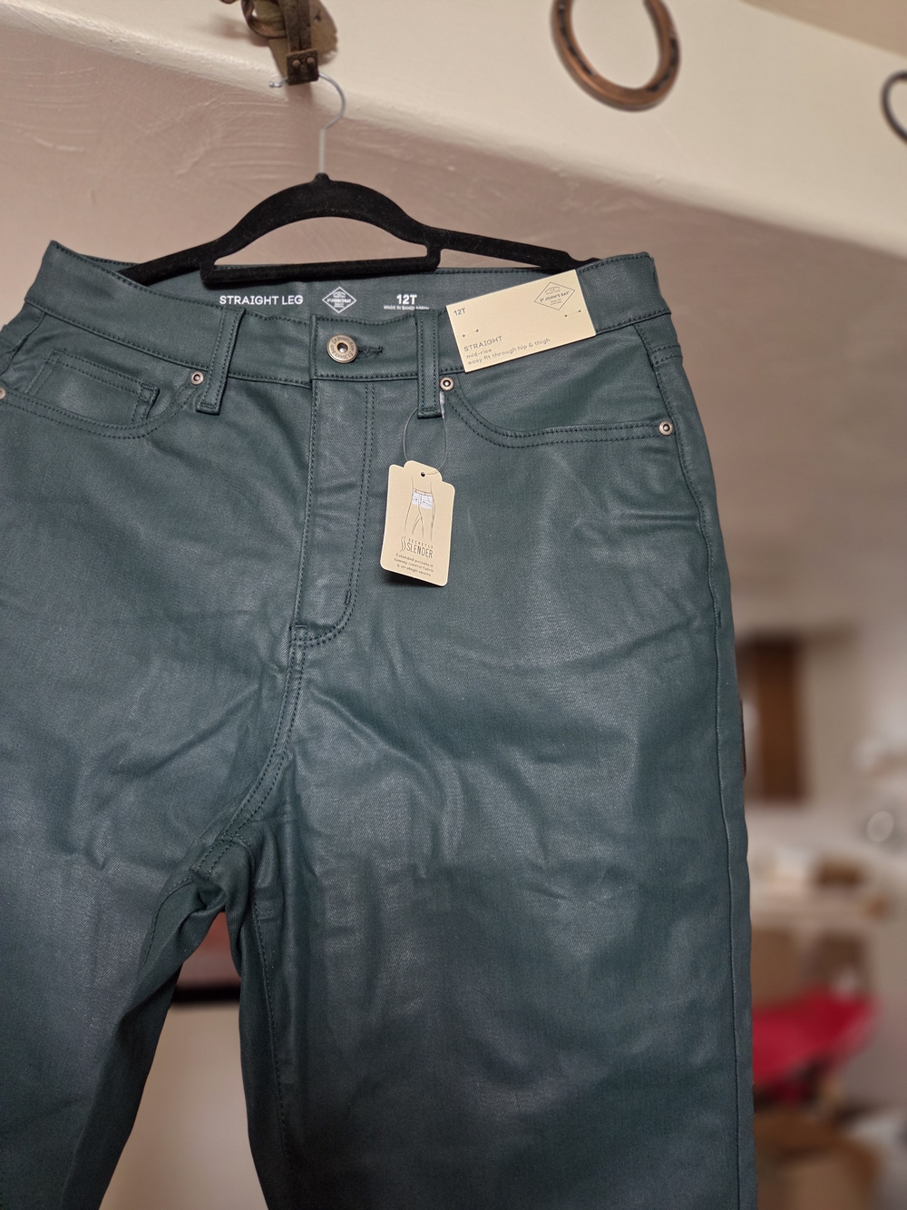 St. John's Bay Straight Mid-Rise Pants in Teal - Picture 2 of 4